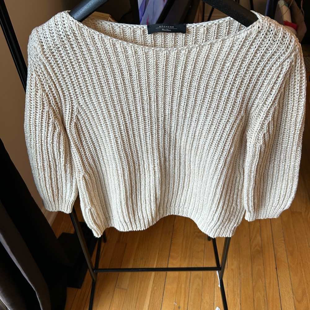 Weekend Max Mara Cream Ribbed Turtleneck Sweater